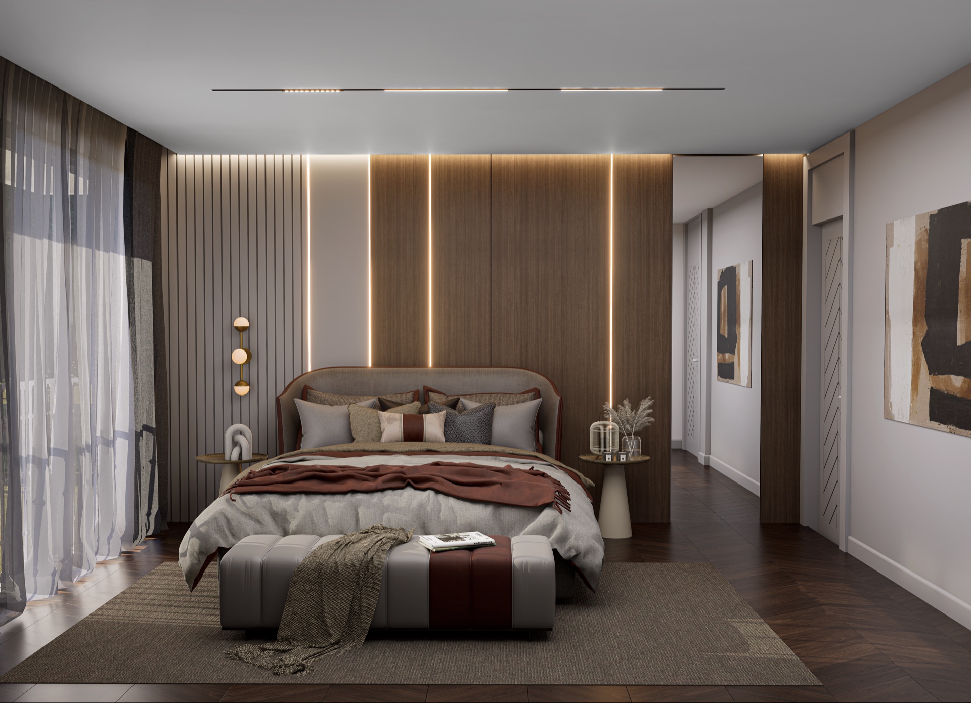 Zarif yatak odası iç mekan